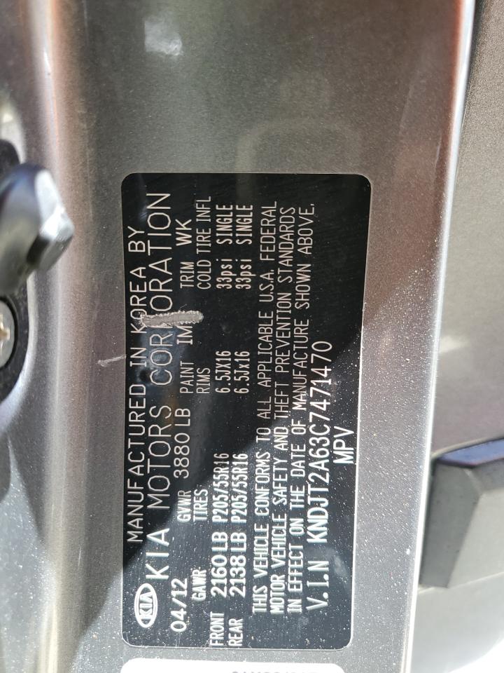 2012 Kia Soul + VIN: KNDJT2A63C7471470 Lot: 60886334