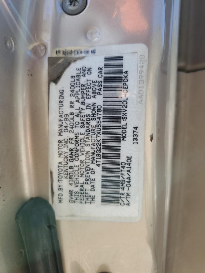 1999 Toyota Camry Ce VIN: 4T1BG22K7XU554780 Lot: 58738034