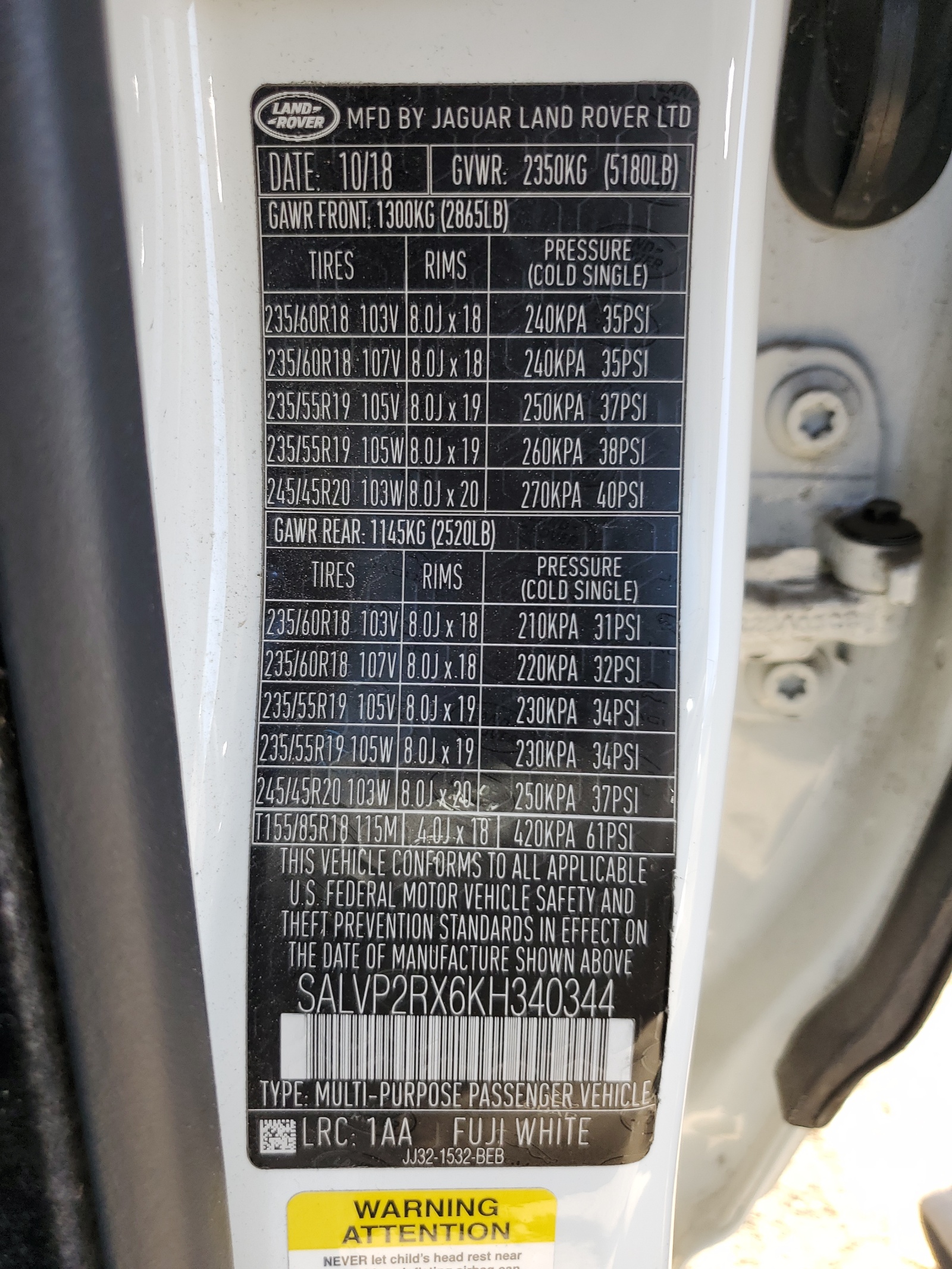 SALVP2RX6KH340344 2019 Land Rover Range Rover Evoque Se