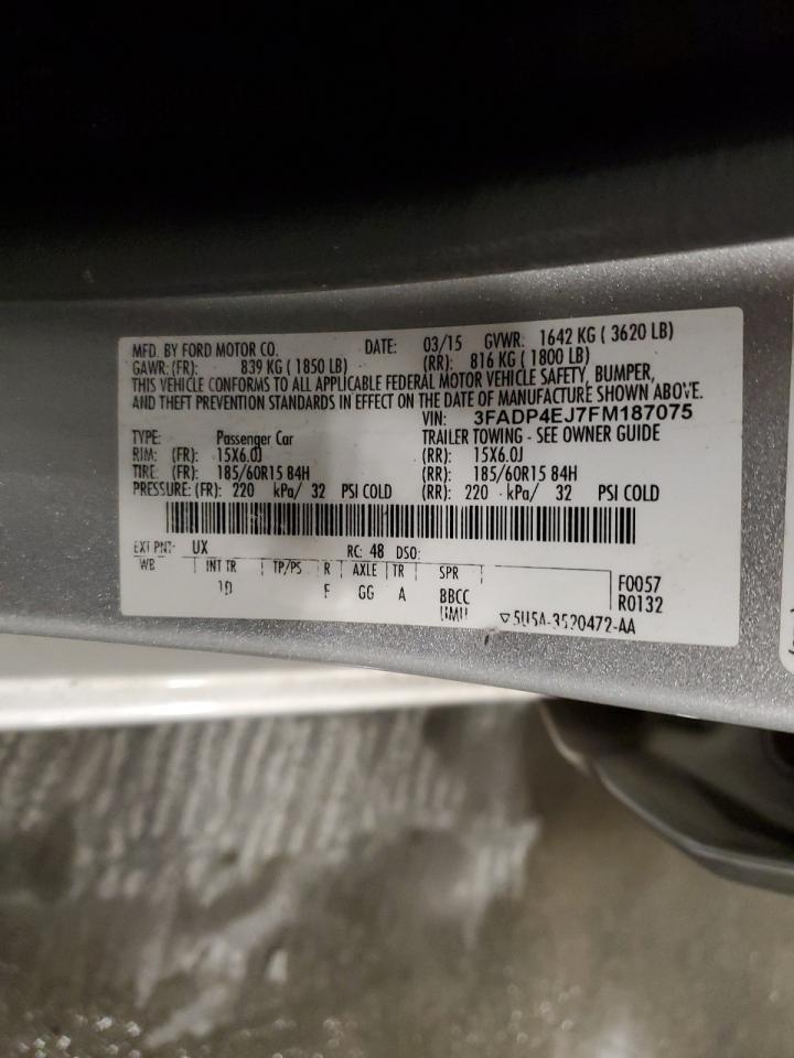 2015 Ford Fiesta Se VIN: 3FADP4EJ7FM187075 Lot: 58217624