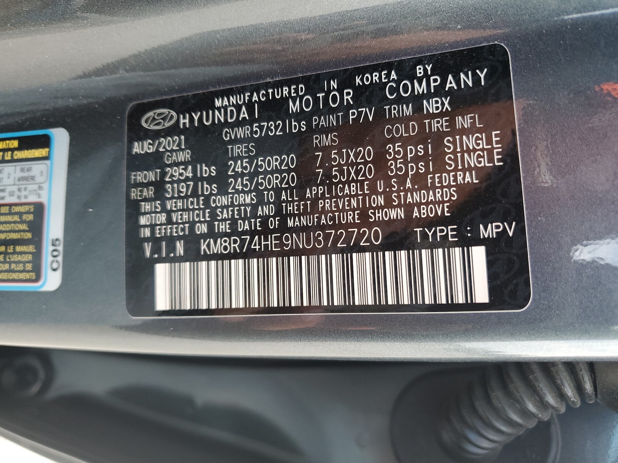 KM8R74HE9NU372720 2022 Hyundai Palisade Calligraphy