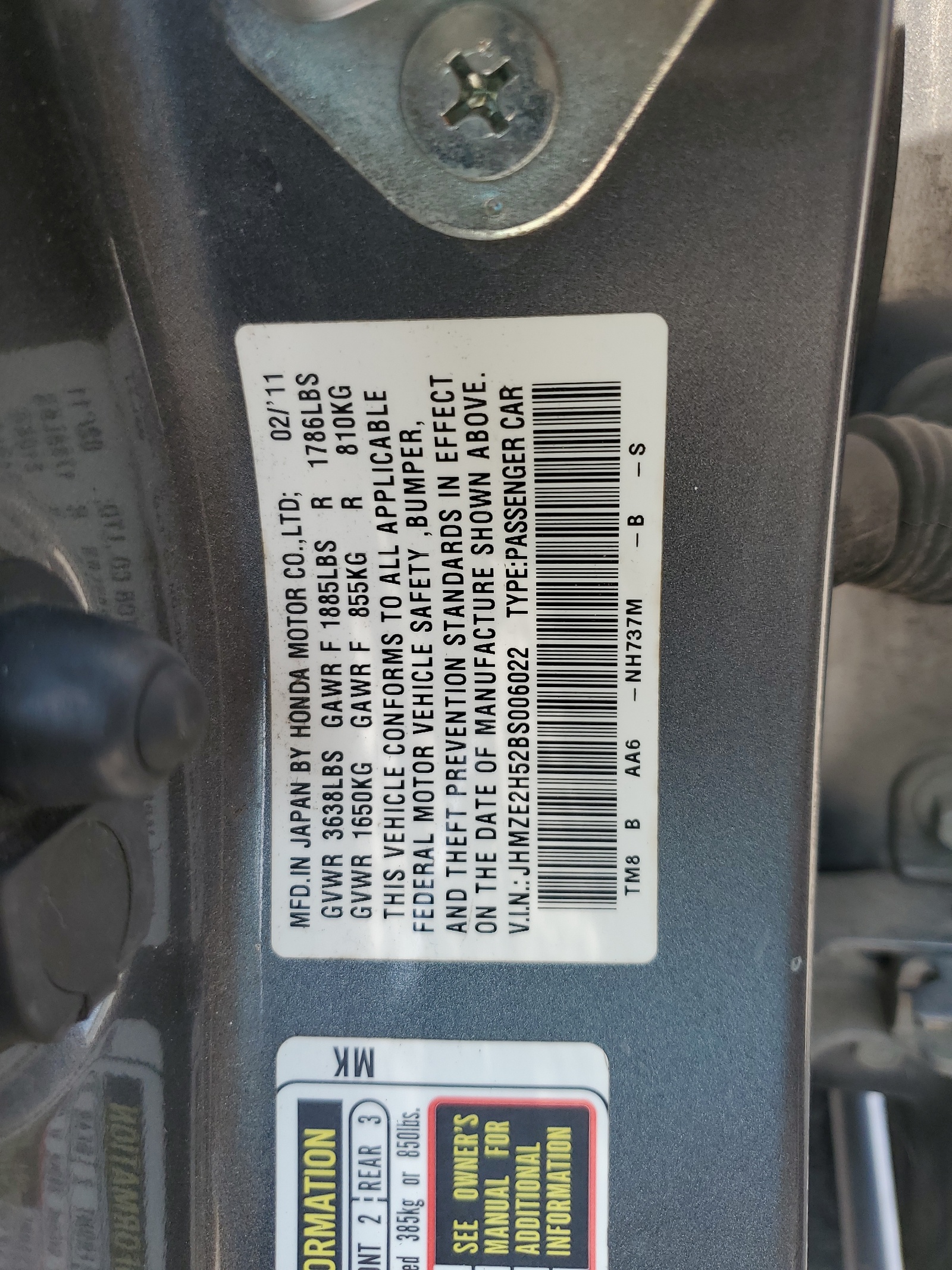 JHMZE2H52BS006022 2011 Honda Insight Lx