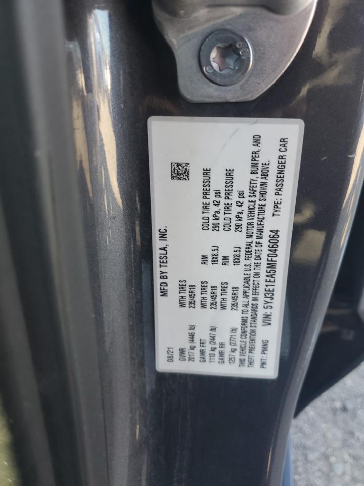 5YJ3E1EA5MF046064 2021 Tesla Model 3