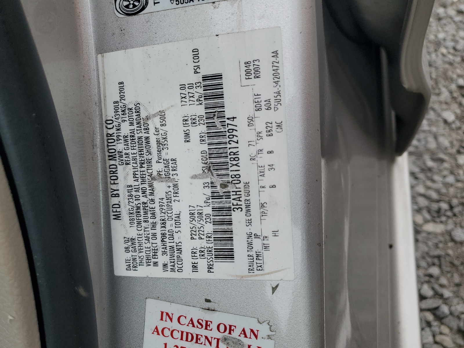 3FAHP081X8R129974 2008 Ford Fusion Sel