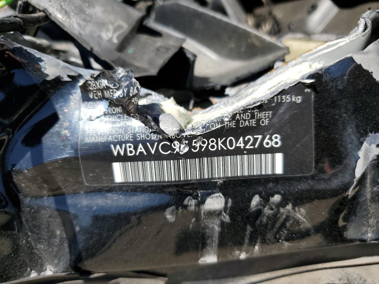 2008 BMW 328 Xi VIN: WBAVC93598K042768 Lot: 58085914