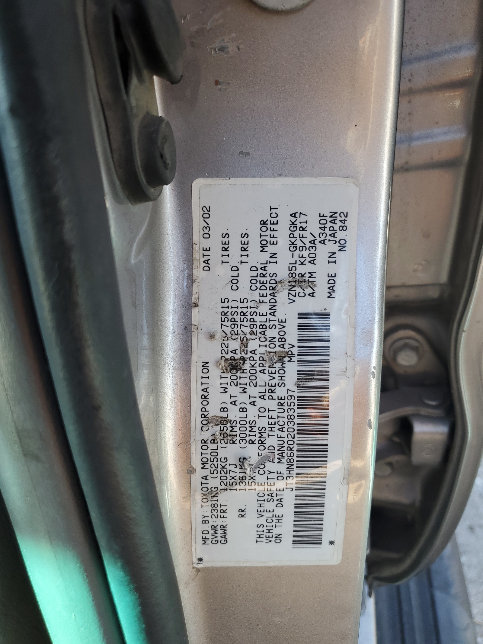 JT3HN86R020383597 2002 Toyota 4Runner Sr5