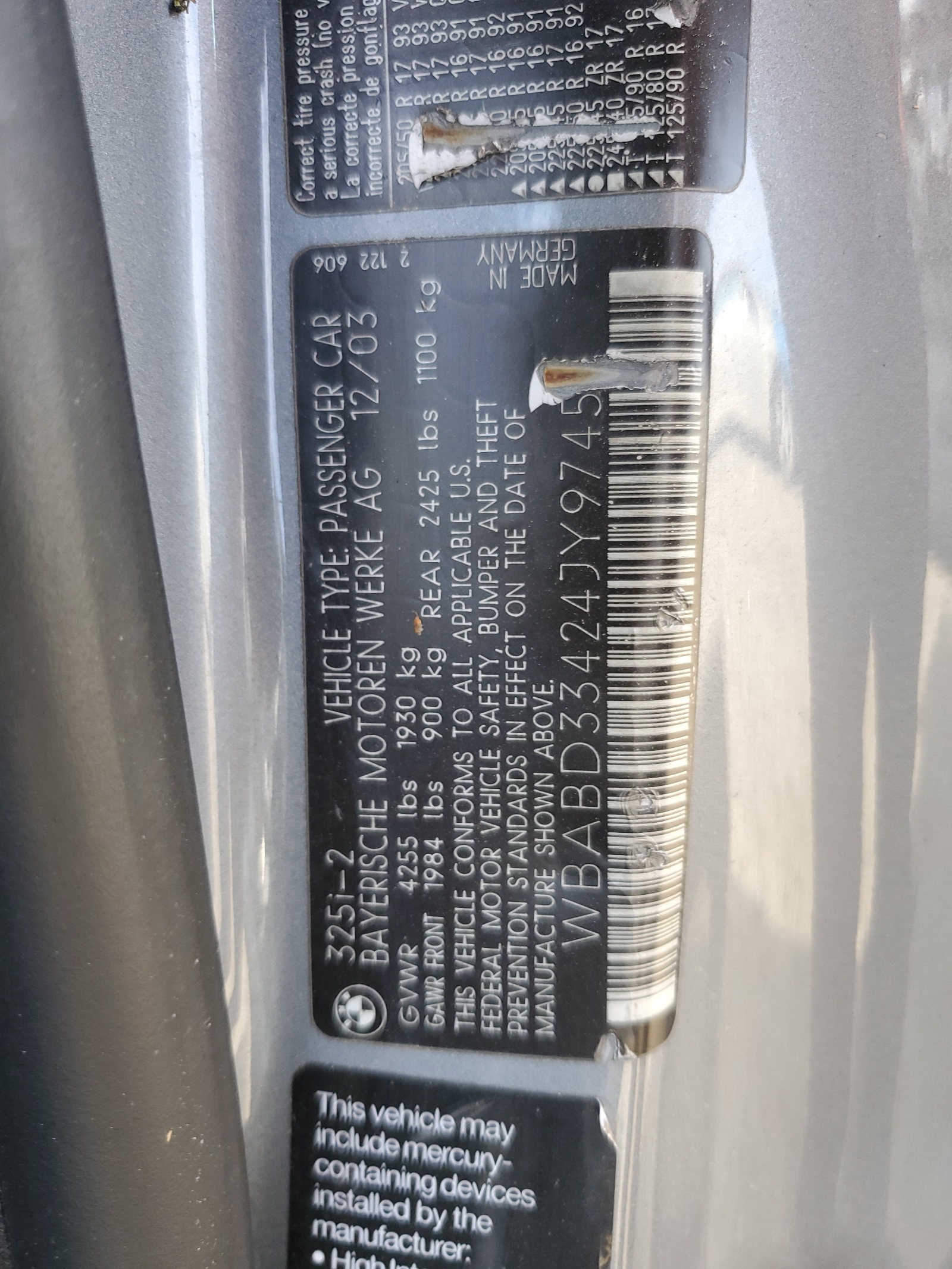 WBABD33424JY97459 2004 BMW 325 Ci