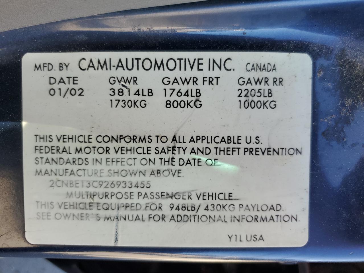 2CNBE13C926933455 2002 Chevrolet Tracker