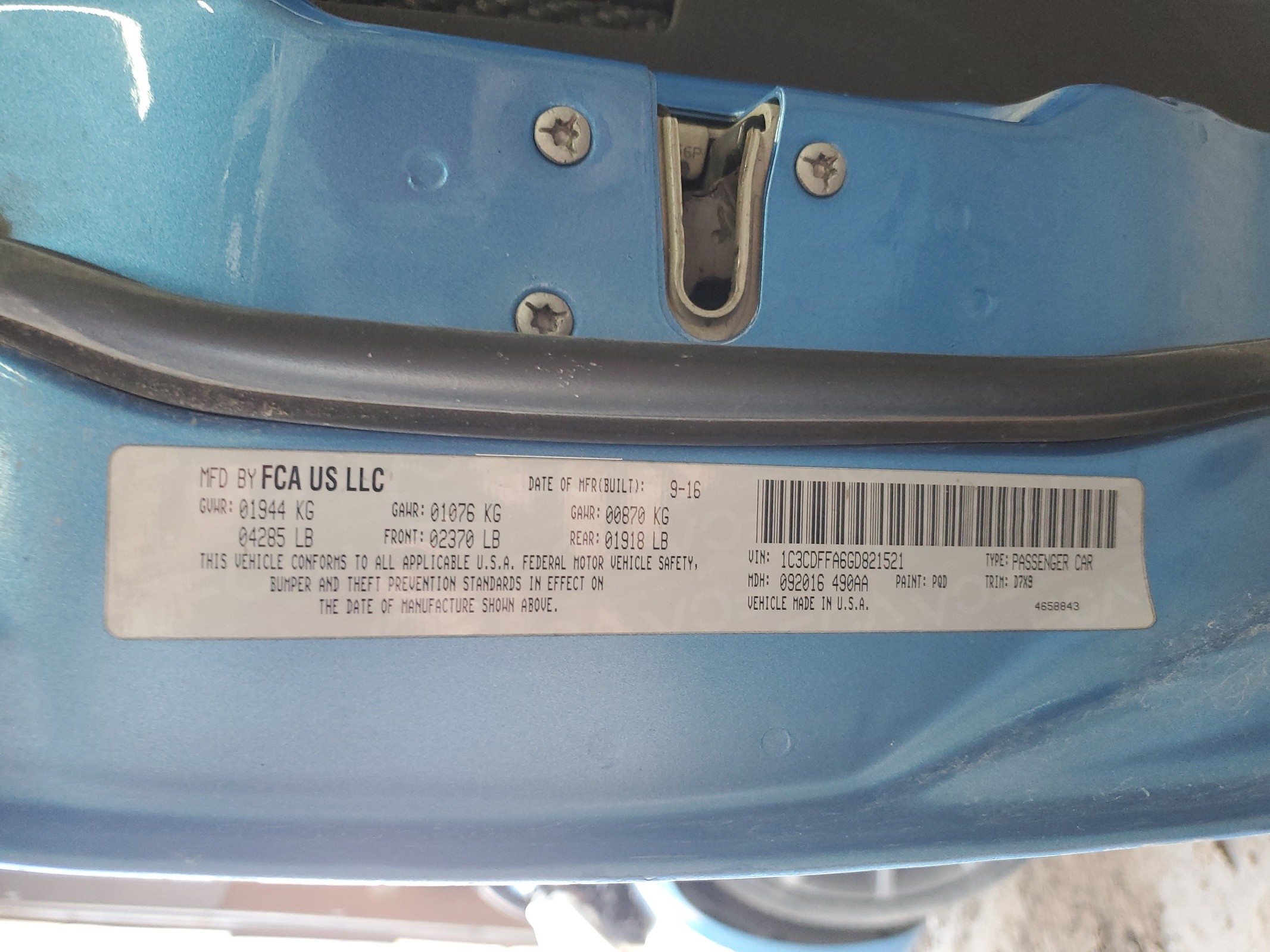 1C3CDFFA6GD821521 2016 Dodge Dart Sxt Sport