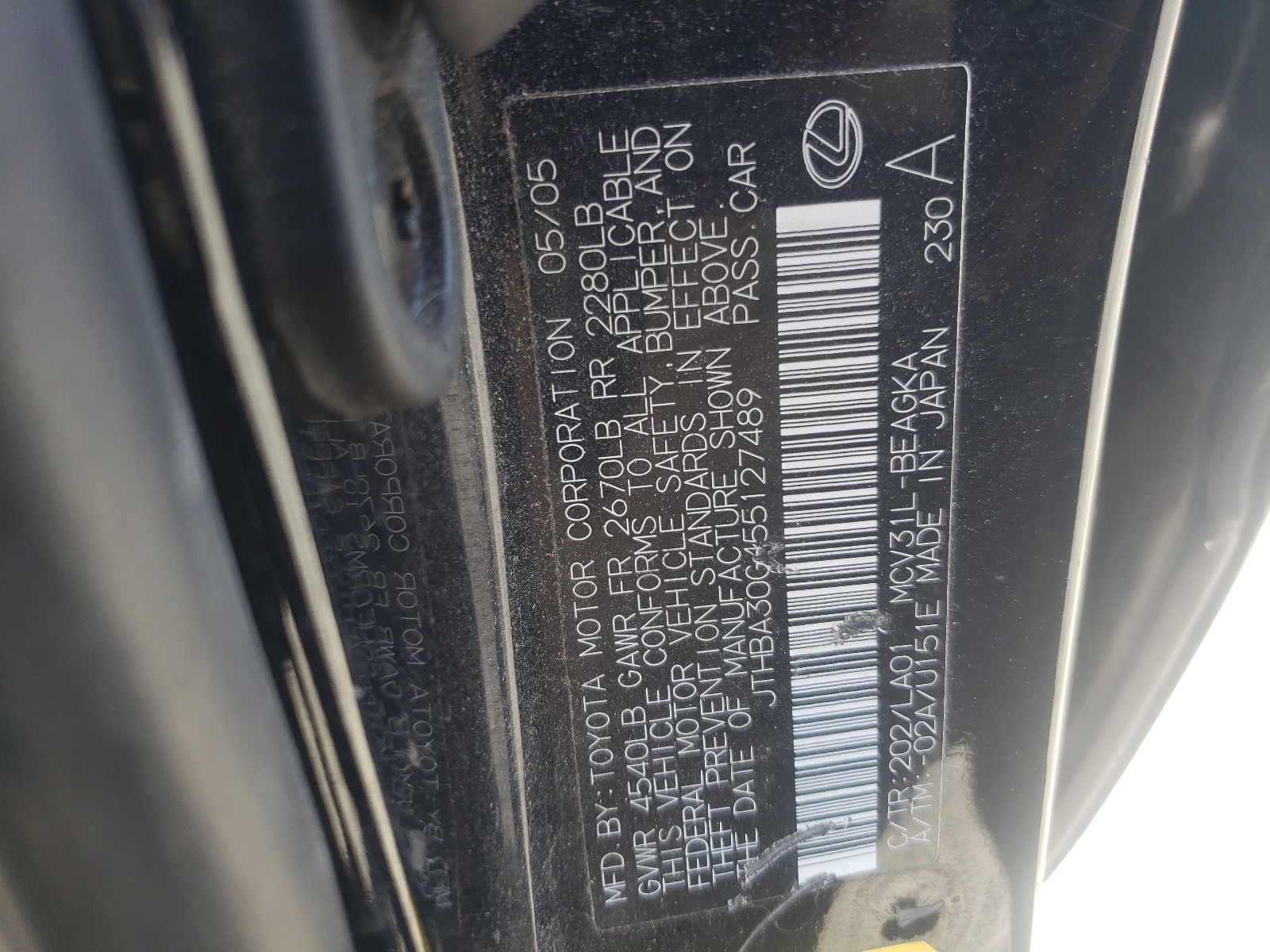 JTHBA30G455127489 2005 Lexus Es 330