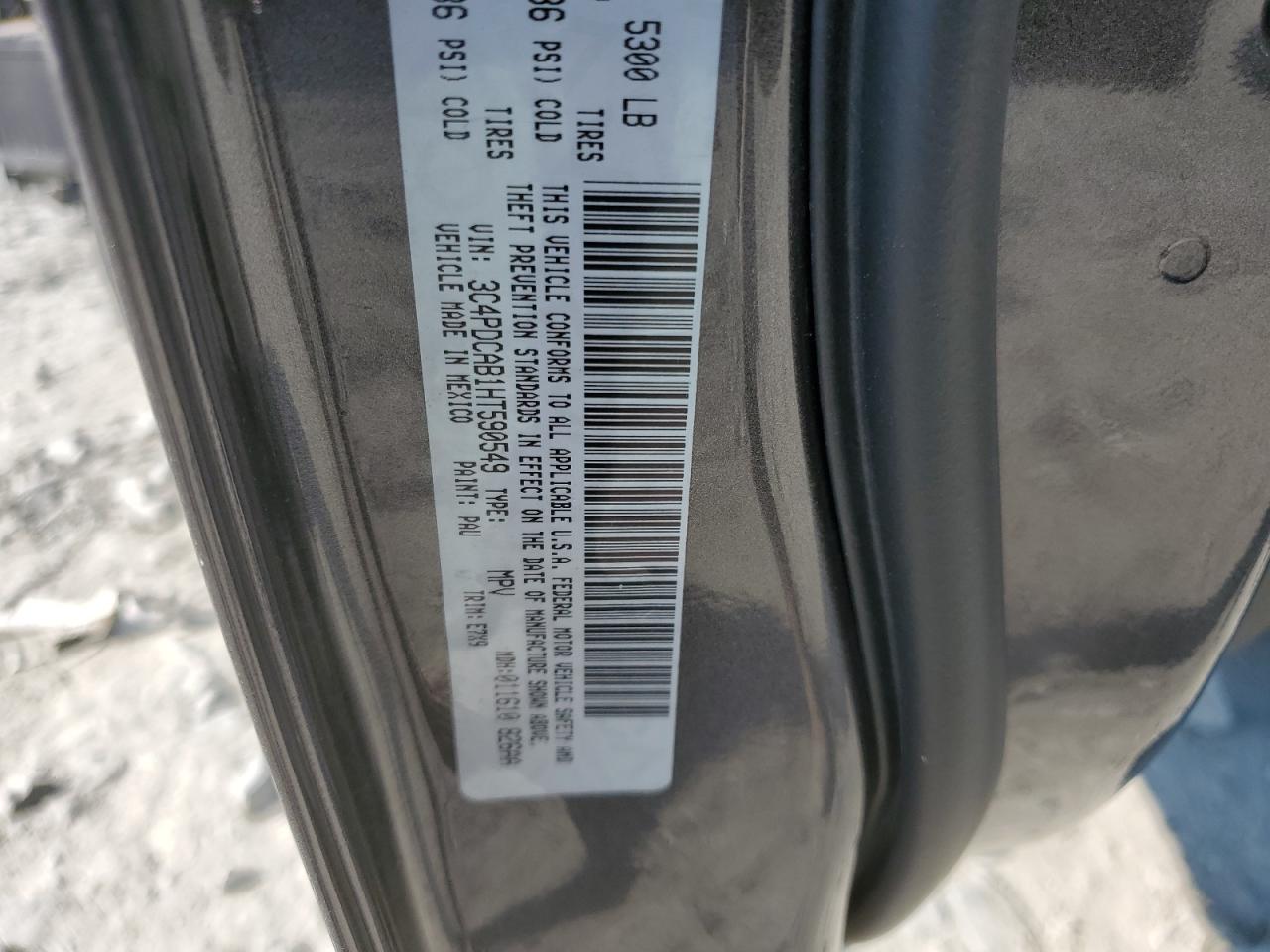 2017 Dodge Journey Se VIN: 3C4PDCAB1HT590549 Lot: 59291554