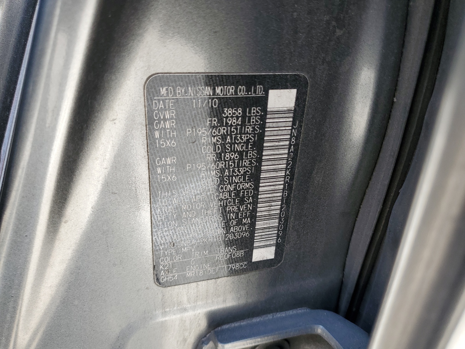 JN8AZ2KR1BT203096 2011 Nissan Cube Base