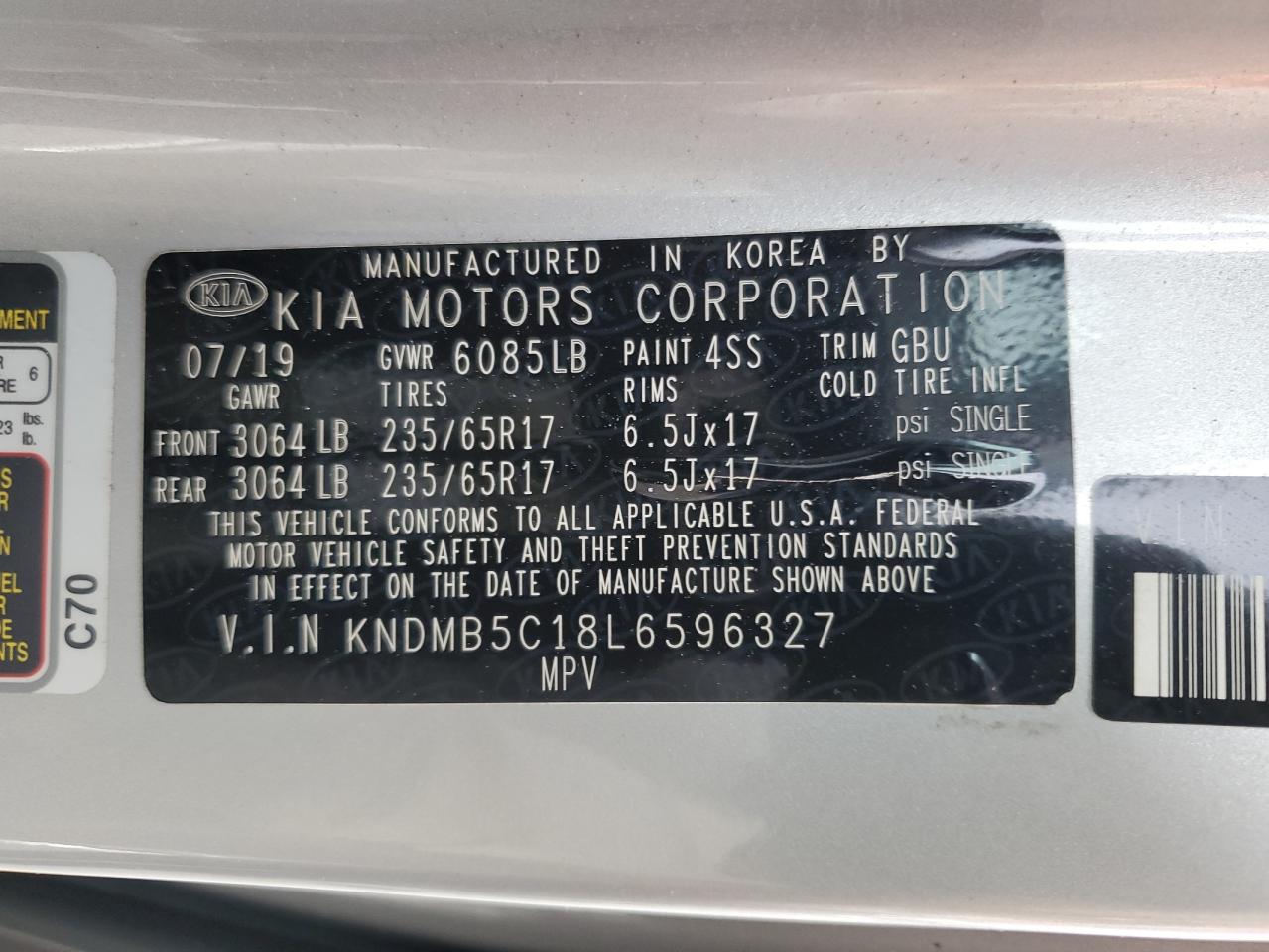 KNDMB5C18L6596327 2020 Kia Sedona Lx