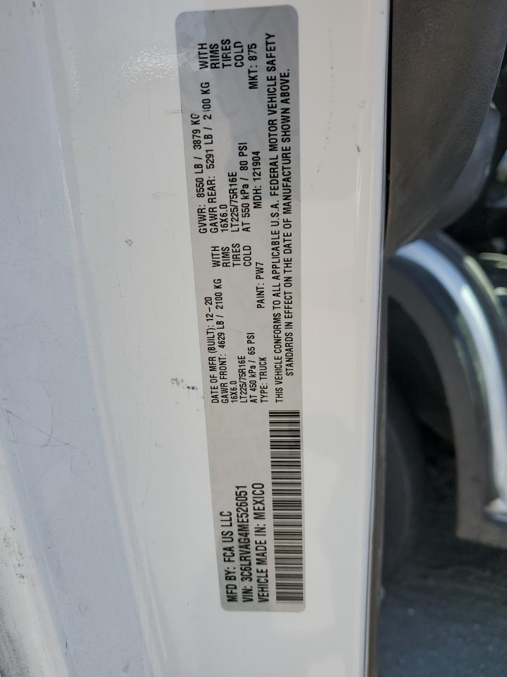 2021 Ram Promaster 1500 1500 Standard VIN: 3C6LRVAG4ME526051 Lot: 60945844