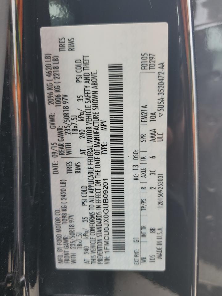 2016 Ford Escape Titanium VIN: 1FMCU0JX0GUB09201 Lot: 58504184