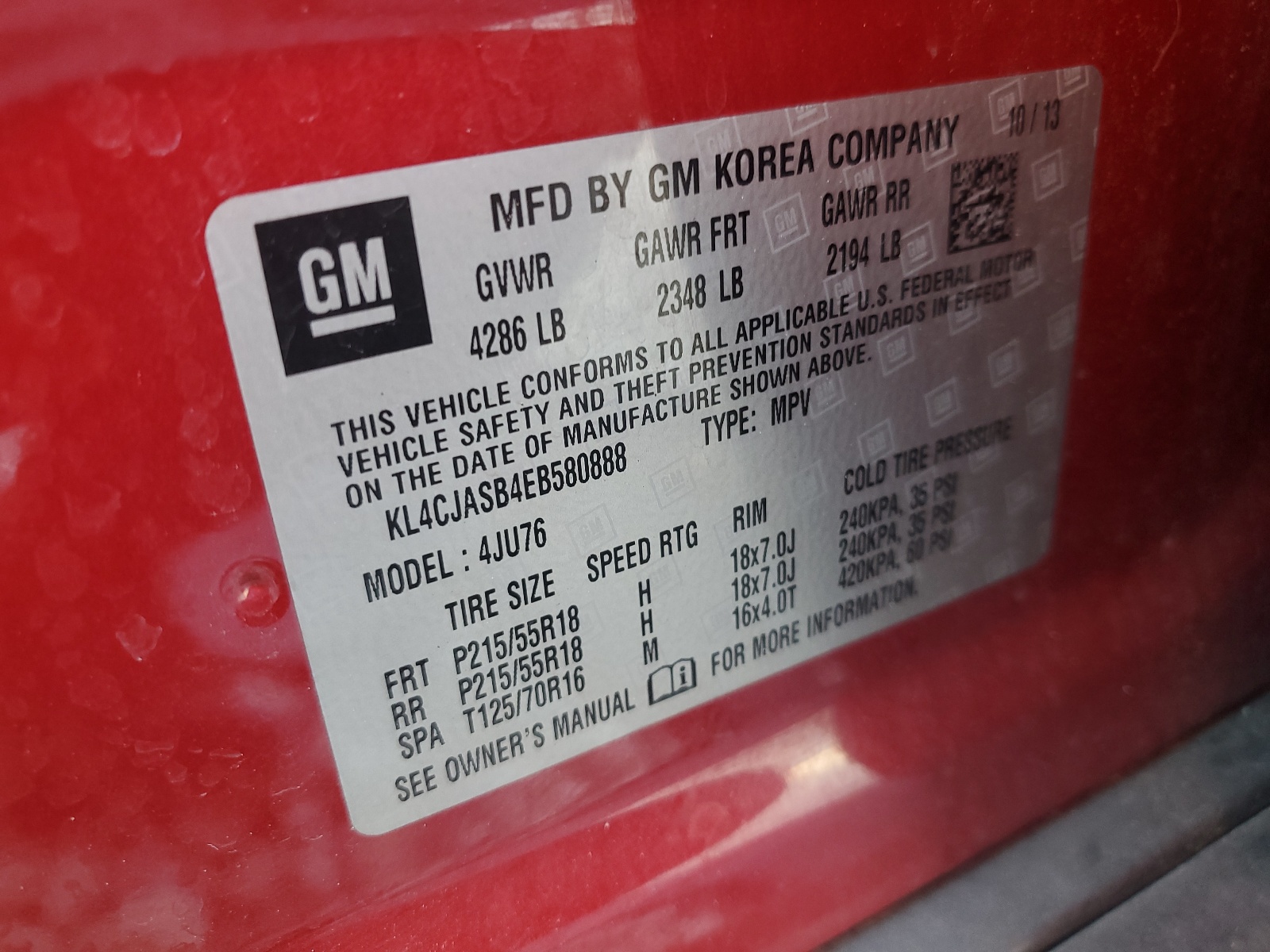 KL4CJASB4EB580888 2014 Buick Encore