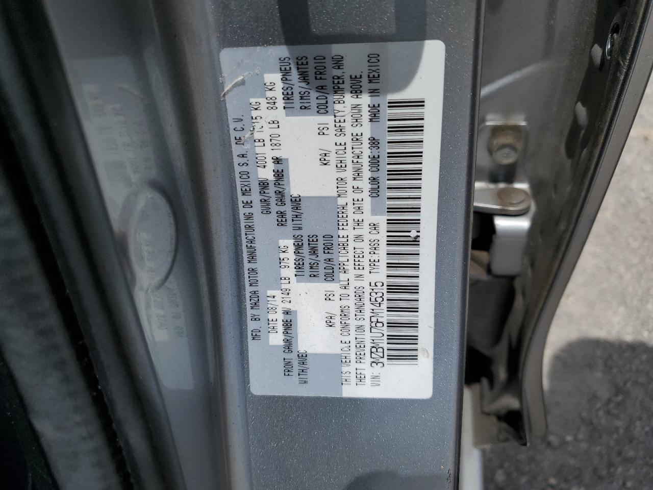 2015 Mazda 3 Sport VIN: 3MZBM1U76FM145315 Lot: 59827634