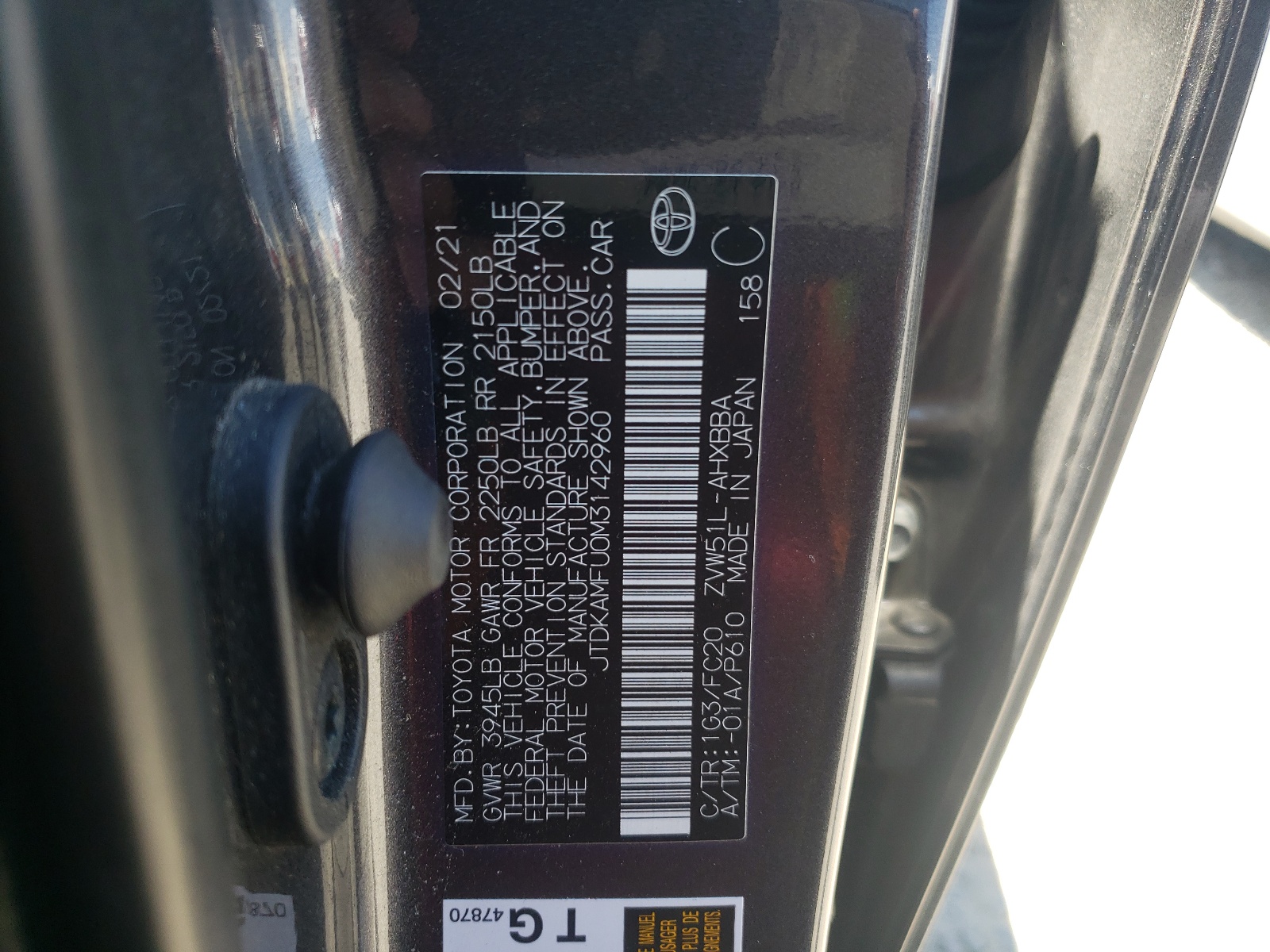 JTDKAMFU0M3142960 2021 Toyota Prius Special Edition