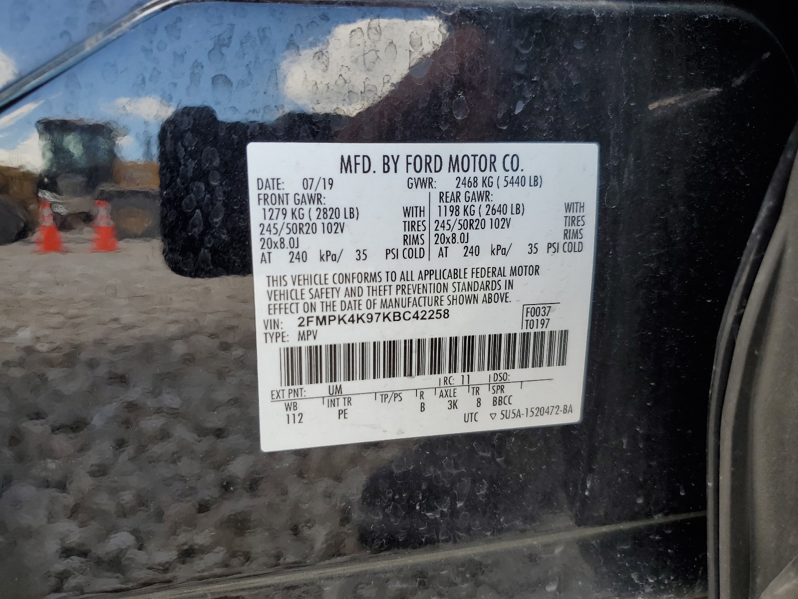 2FMPK4K97KBC42258 2019 Ford Edge Titanium