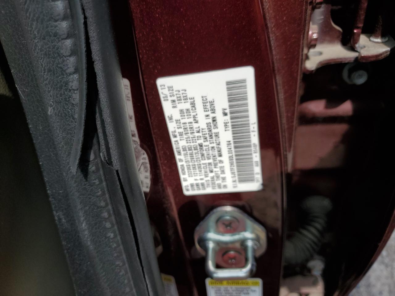 2013 Honda Crosstour Exl VIN: 5J6TF2H59DL004764 Lot: 69520894