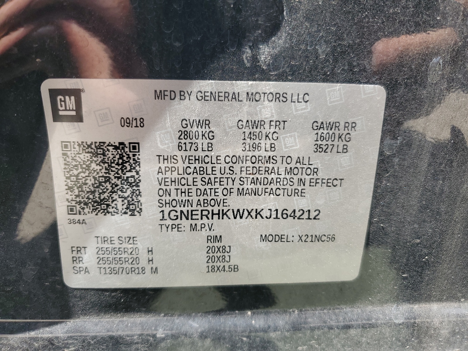 1GNERHKWXKJ164212 2019 Chevrolet Traverse Lt