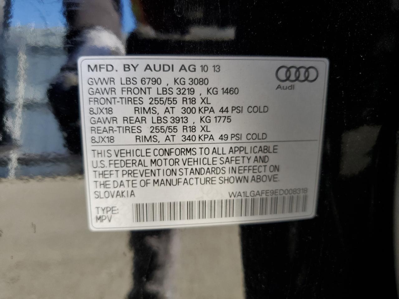 2014 Audi Q7 Premium Plus VIN: WA1LGAFE9ED008318 Lot: 58778674