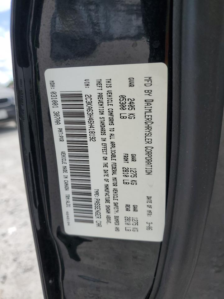 2006 Chrysler 300C VIN: 2C3KA63H46H418192 Lot: 60699234