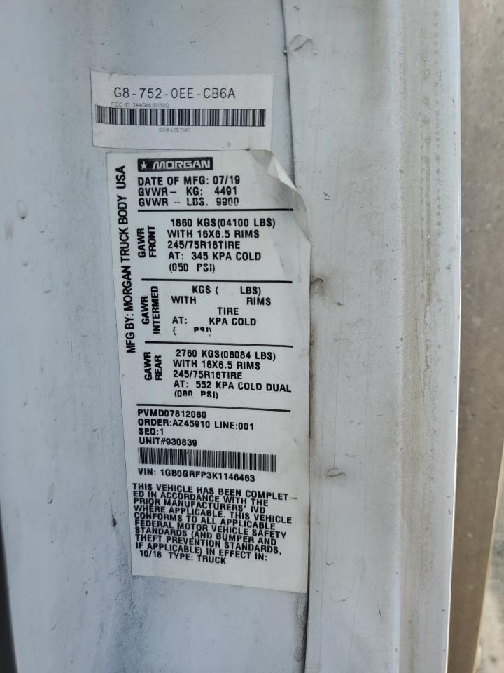 2019 Chevrolet Express G3500 VIN: 1GB0GRFP3K1146463 Lot: 60261384