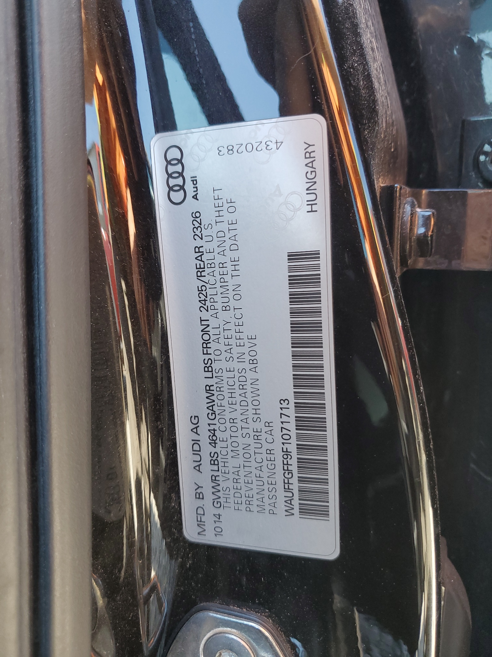 WAUFFGFF9F1071713 2015 Audi S3 Prestige