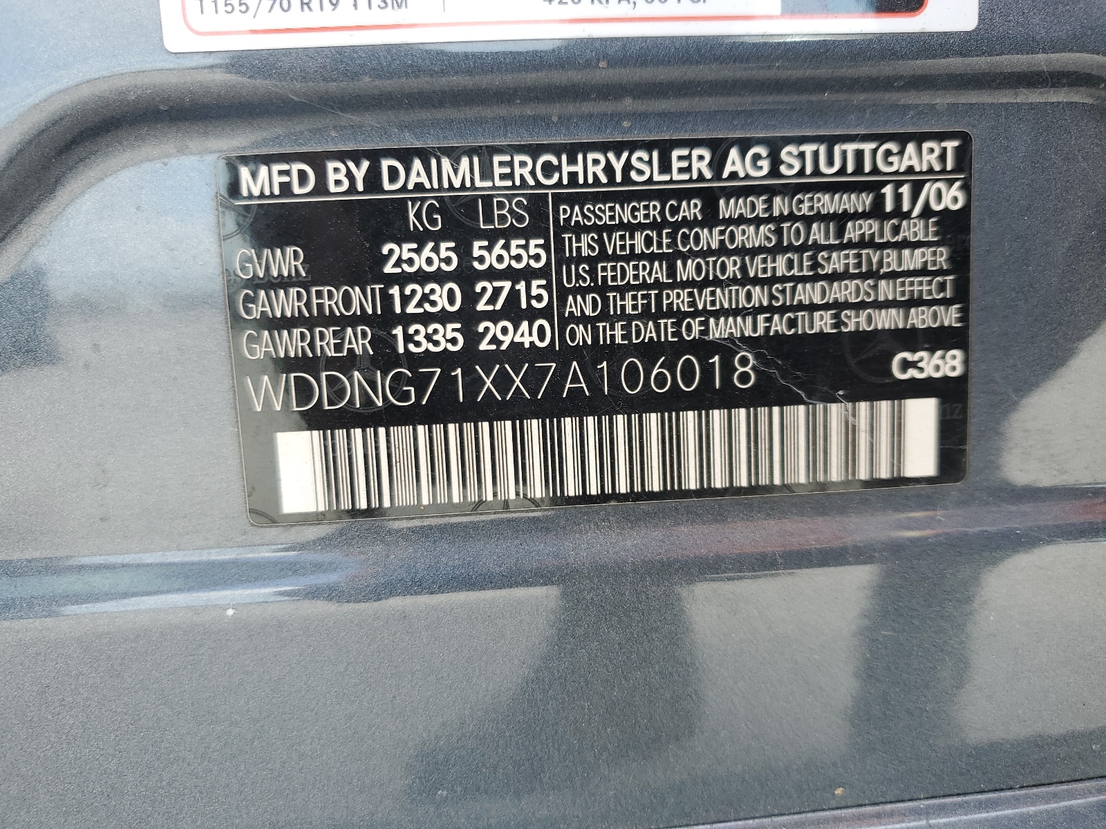 WDDNG71XX7A106018 2007 Mercedes-Benz S 550