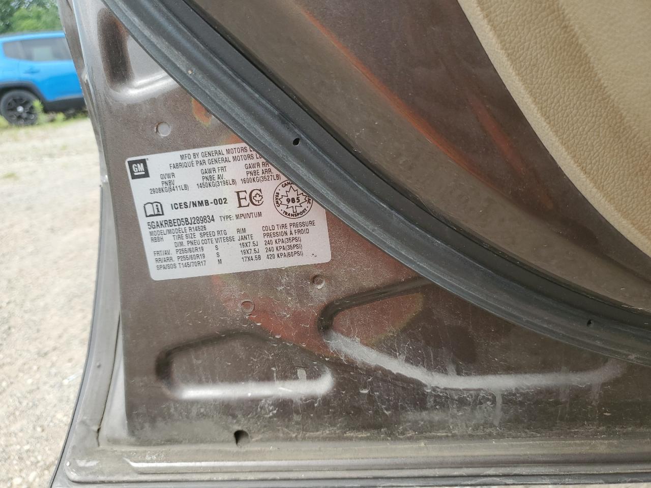 2011 Buick Enclave Cxl VIN: 5GAKRBED5BJ289834 Lot: 57254824