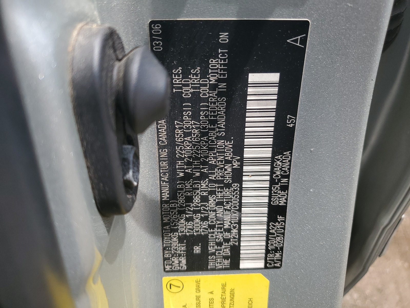 2T2HK31UX7C005539 2007 Lexus Rx 350