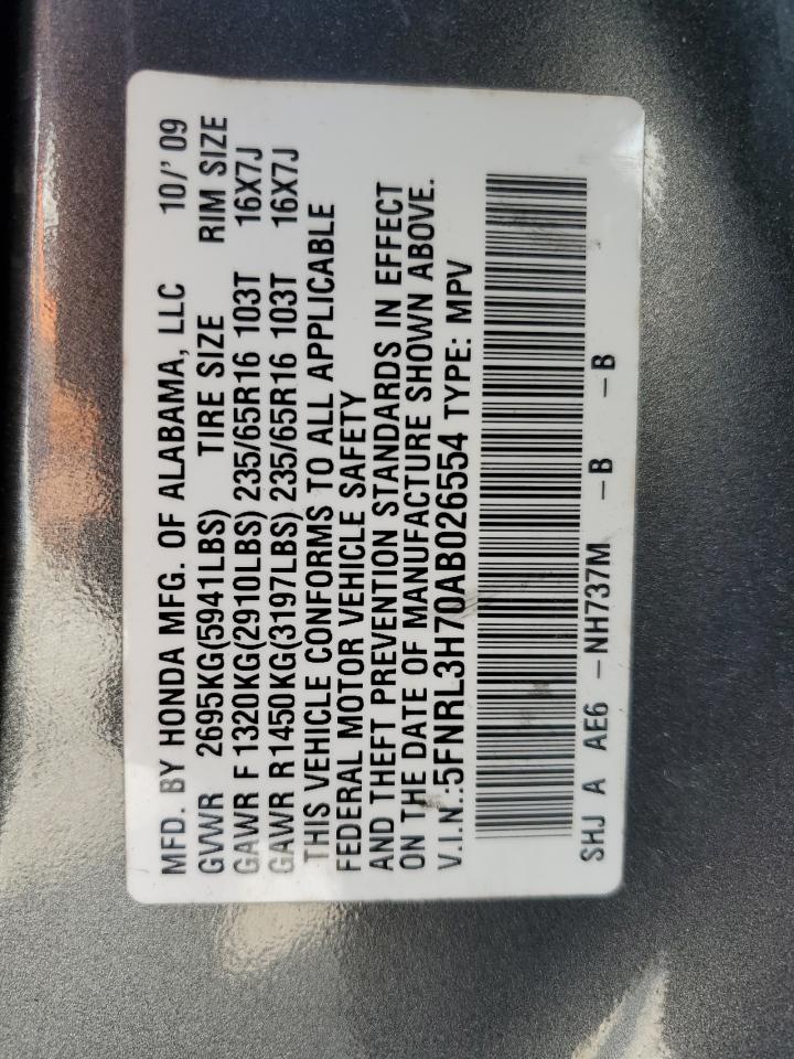 5FNRL3H70AB026554 2010 Honda Odyssey Exl