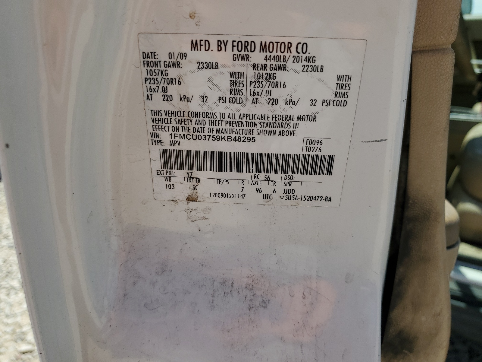 1FMCU03759KB48295 2009 Ford Escape Xlt