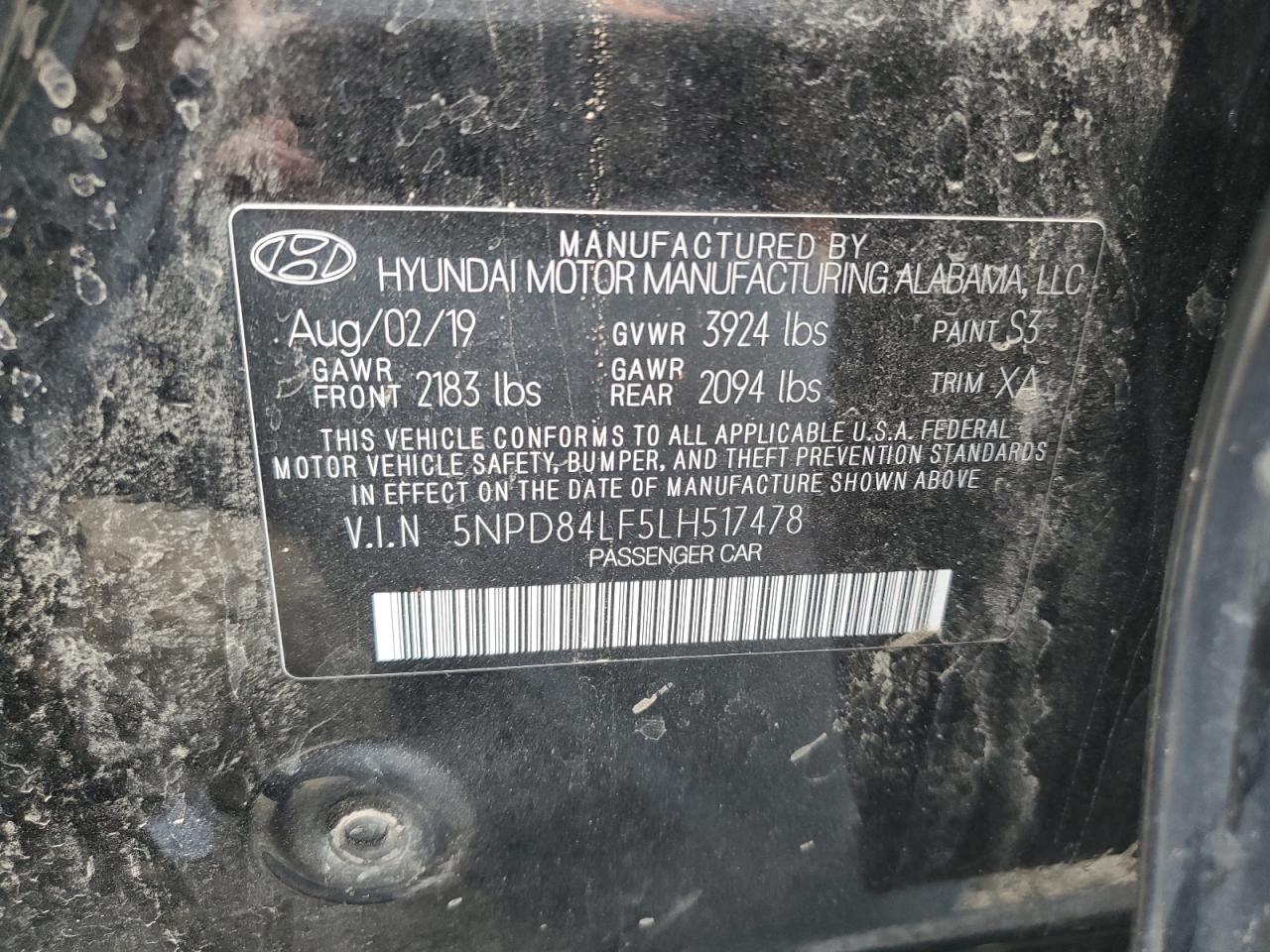 2020 Hyundai Elantra Sel VIN: 5NPD84LF5LH517478 Lot: 56753434