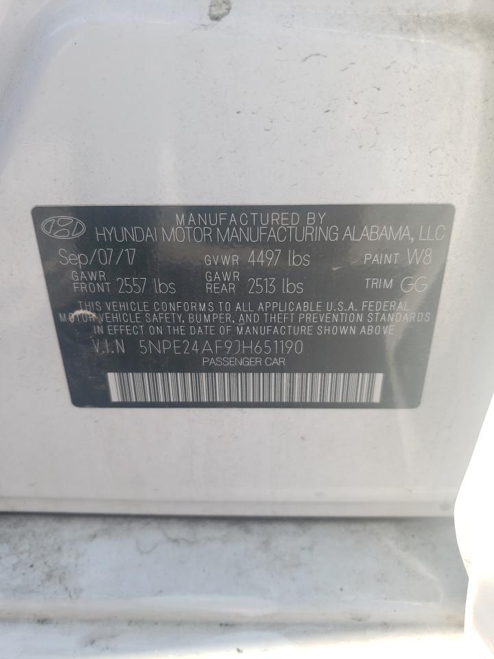 2018 Hyundai Sonata Se VIN: 5NPE24AF9JH651190 Lot: 60196484