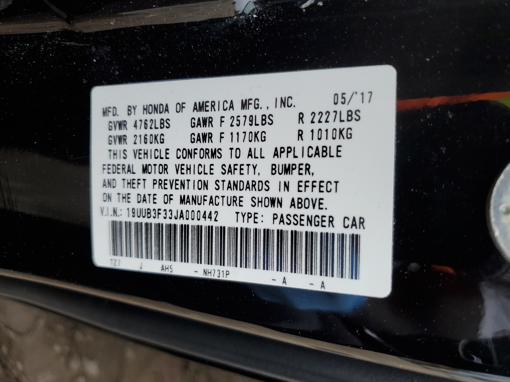 19UUB3F33JA000442 2018 Acura Tlx
