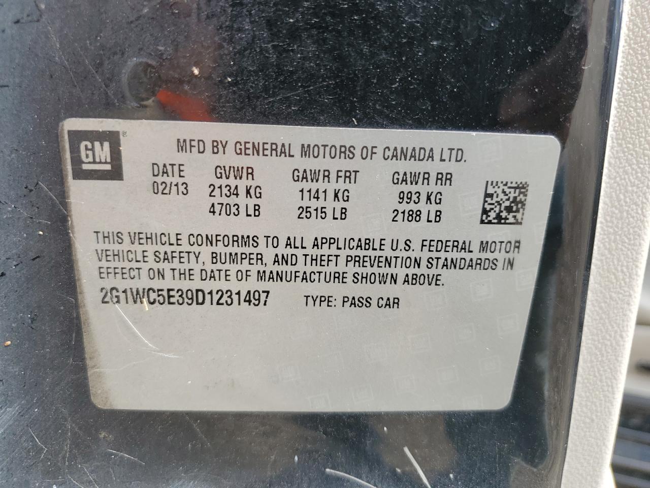 2G1WC5E39D1231497 2013 Chevrolet Impala Ltz