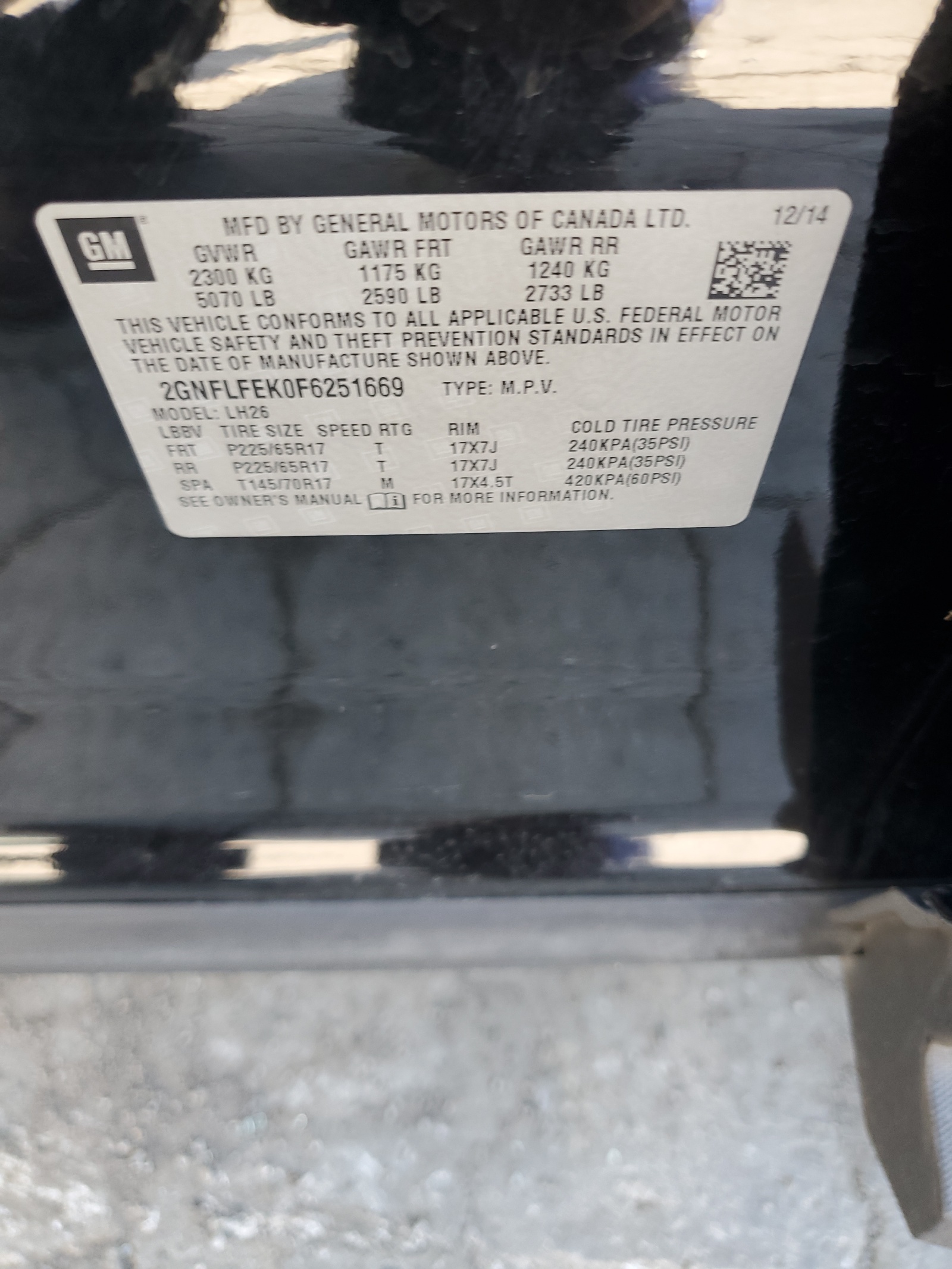 2GNFLFEK0F6251669 2015 Chevrolet Equinox Lt