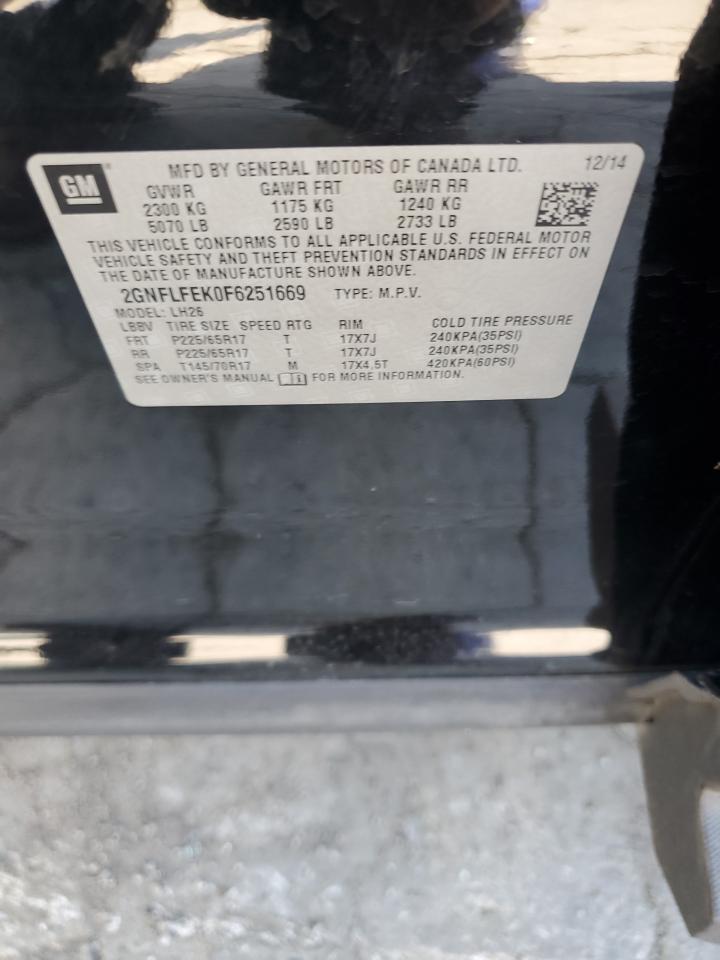 2015 Chevrolet Equinox Lt VIN: 2GNFLFEK0F6251669 Lot: 59406454