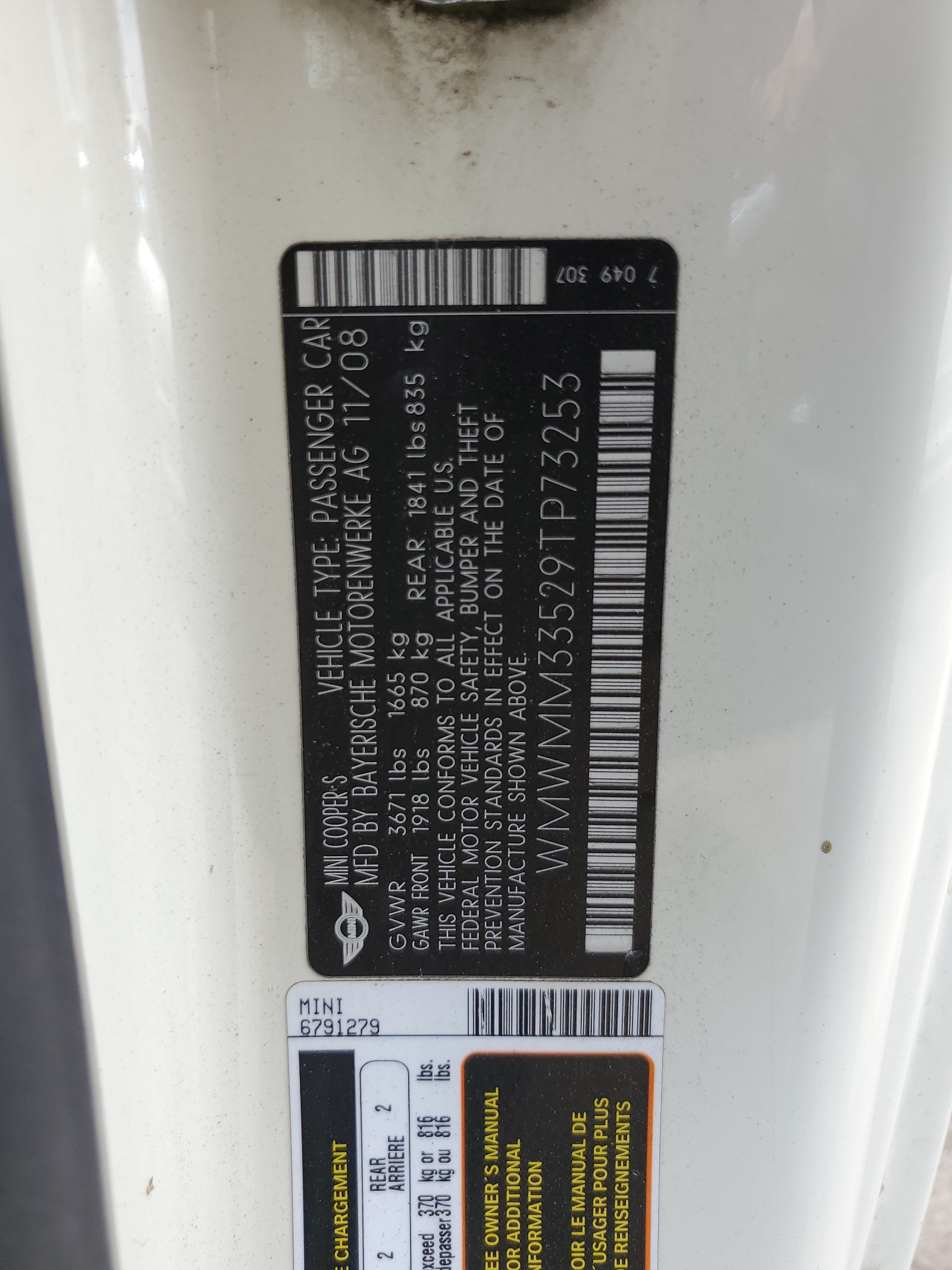 WMWMM33529TP73253 2009 Mini Cooper S Clubman