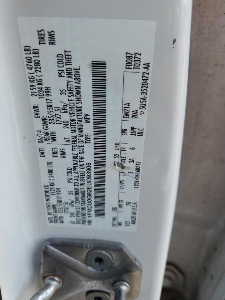 2014 Ford Escape Se VIN: 1FMCU0G92EUD93906 Lot: 59050914