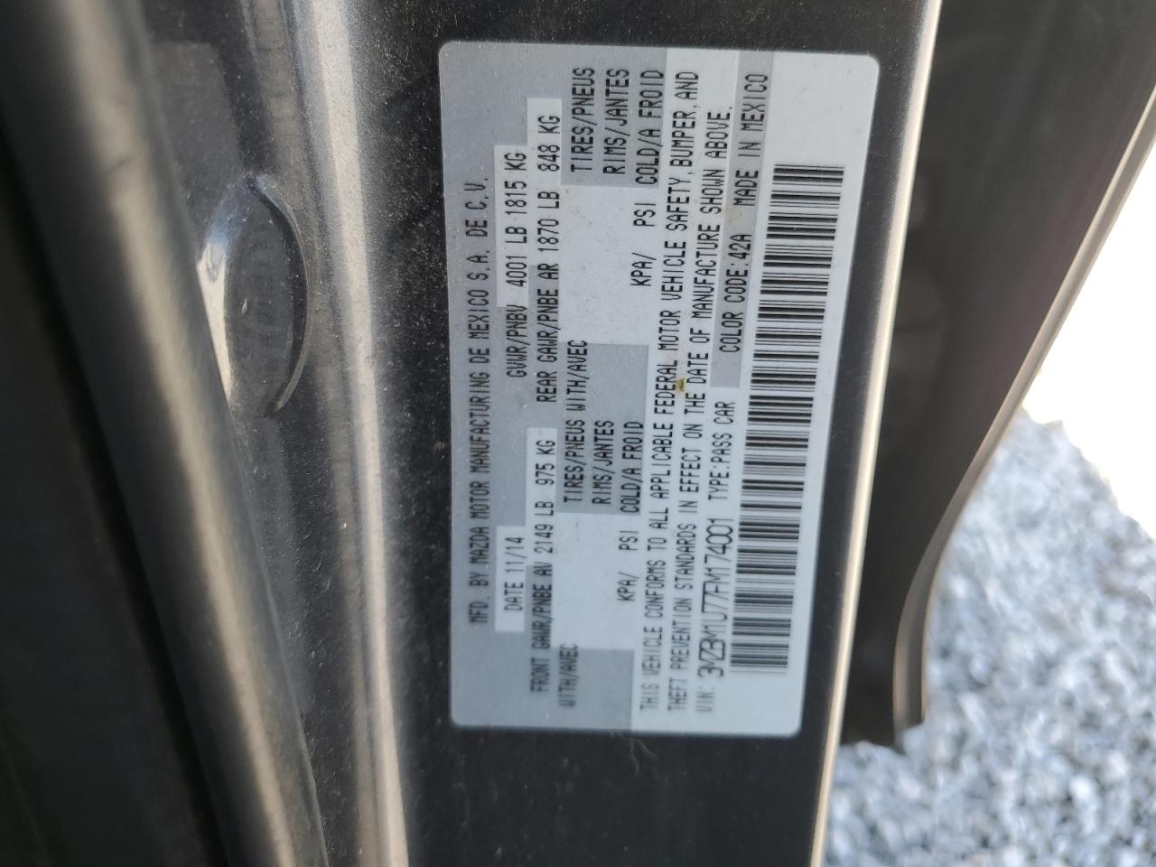 2015 Mazda 3 Sport VIN: 3MZBM1U77FM174001 Lot: 59006094