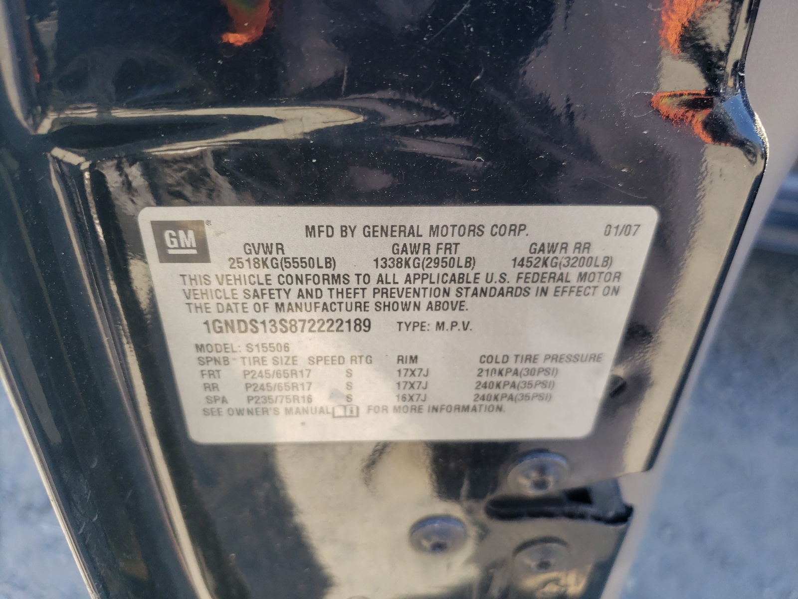 1GNDS13S872222189 2007 Chevrolet Trailblazer Ls