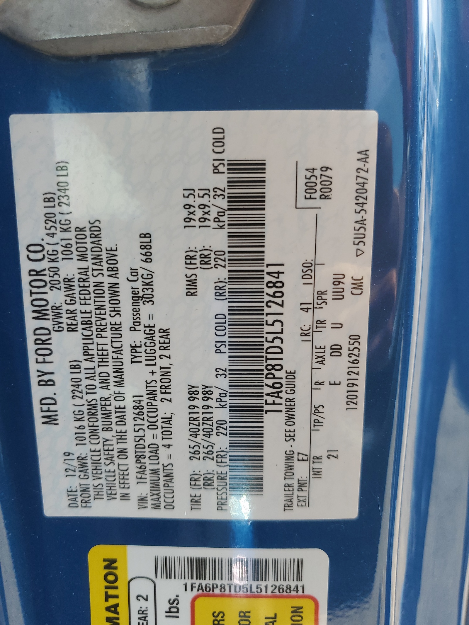 1FA6P8TD5L5126841 2020 Ford Mustang