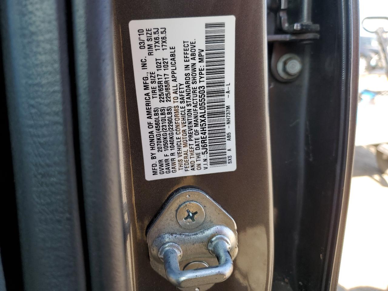 2010 Honda Cr-V Ex VIN: 5J6RE4H5XAL055503 Lot: 60763564