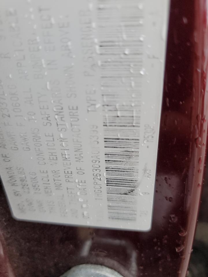 2009 Honda Accord Lx VIN: 1HGCP26309A015399 Lot: 60880174