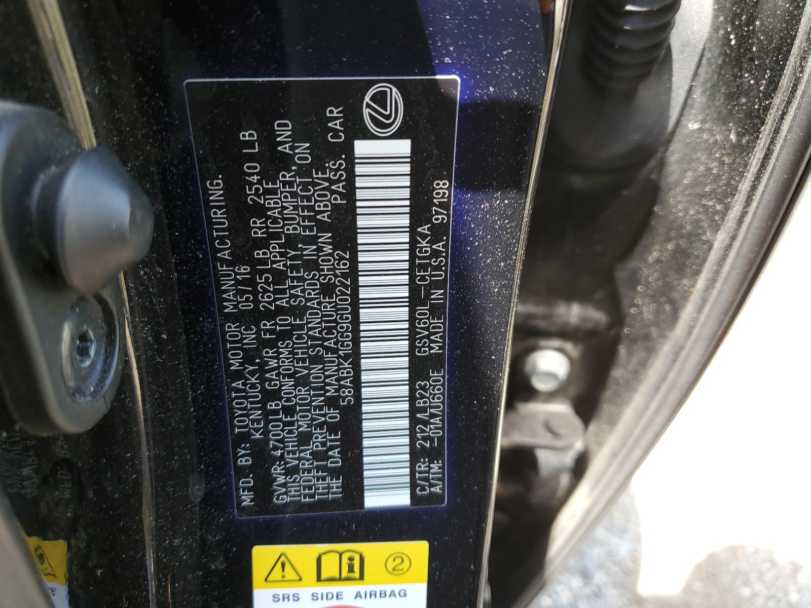 58ABK1GG9GU022162 2016 Lexus Es 350