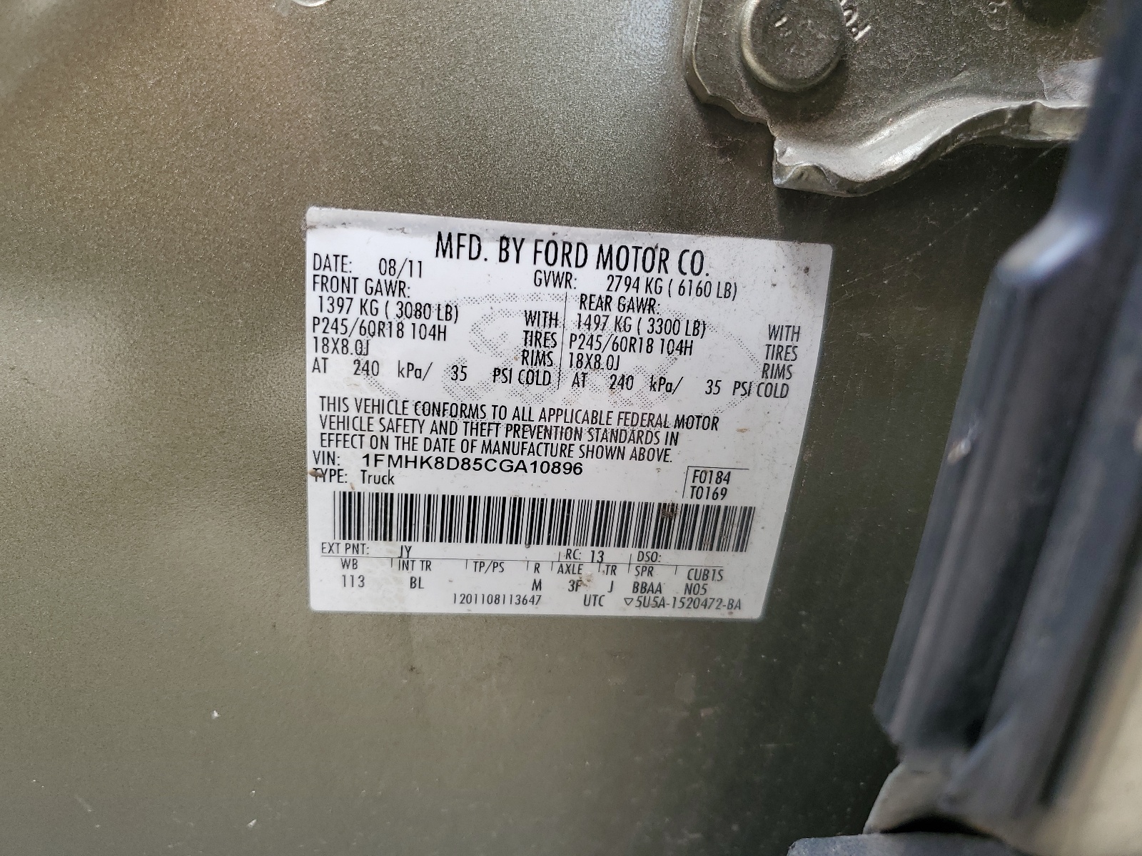 1FMHK8D85CGA10896 2012 Ford Explorer Xlt