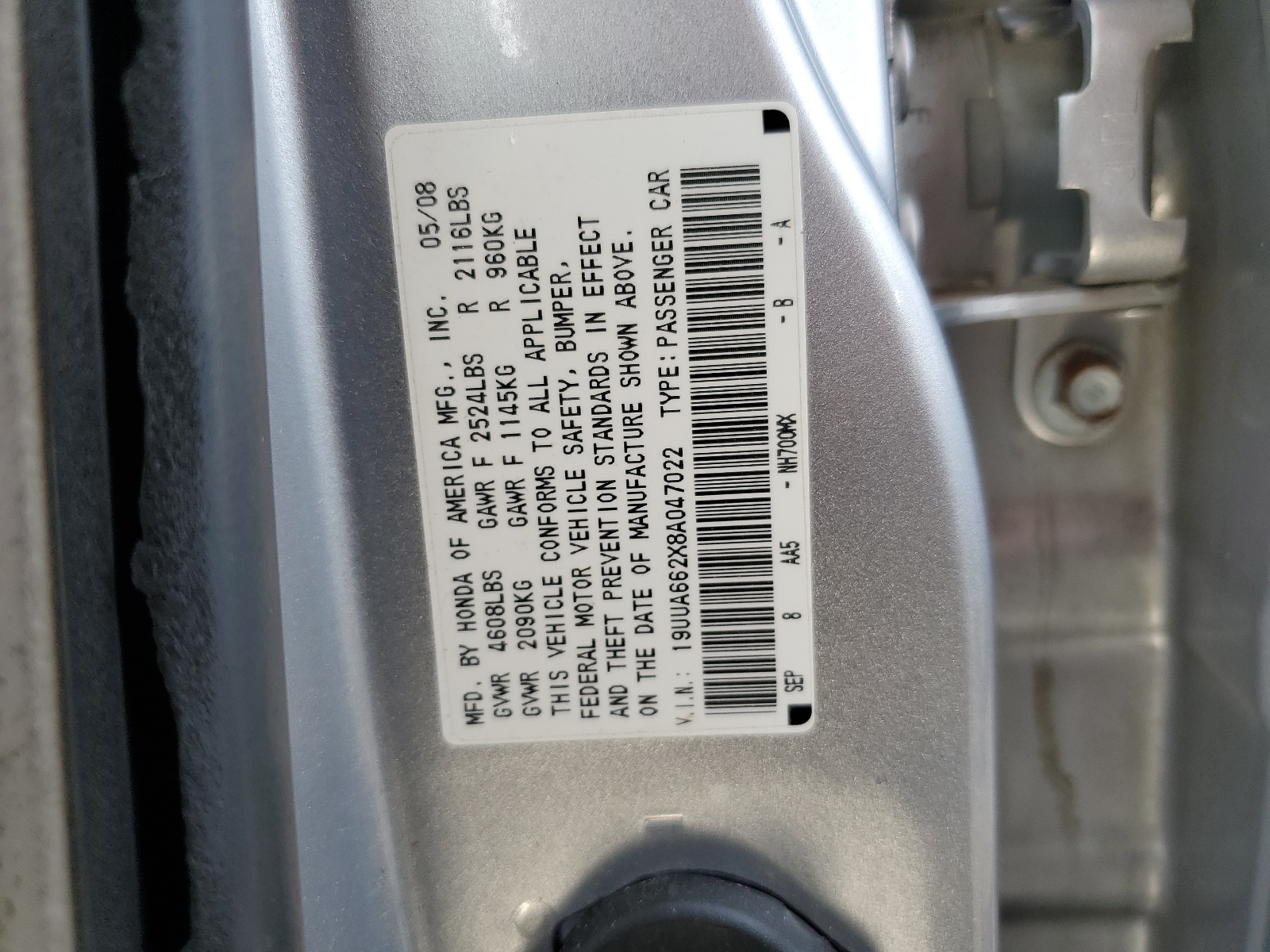 19UUA662X8A047022 2008 Acura Tl